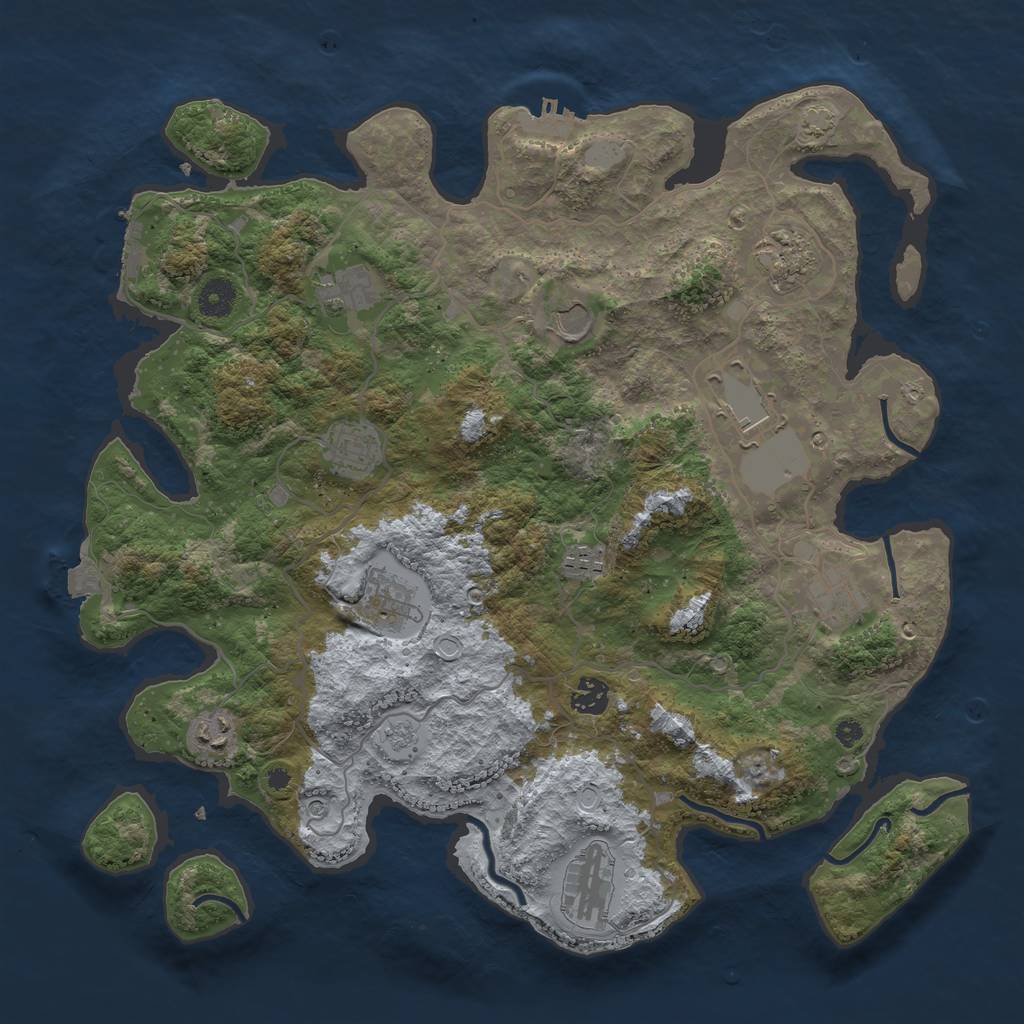 Rust Map: Procedural Map, Size: 4000, Seed: 1764167464, 19 Monuments