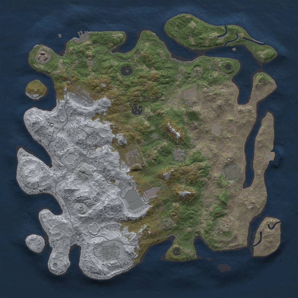 Rust Map: Procedural Map, Size: 4000, Seed: 2147483642, 17 Monuments
