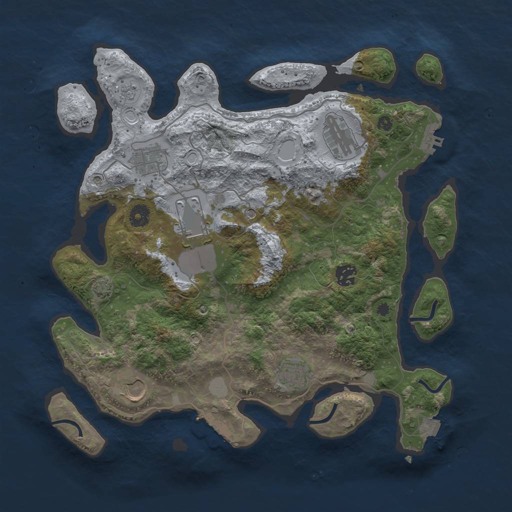 Rust Map: Procedural Map, Size: 3500, Seed: 990497027, 14 Monuments