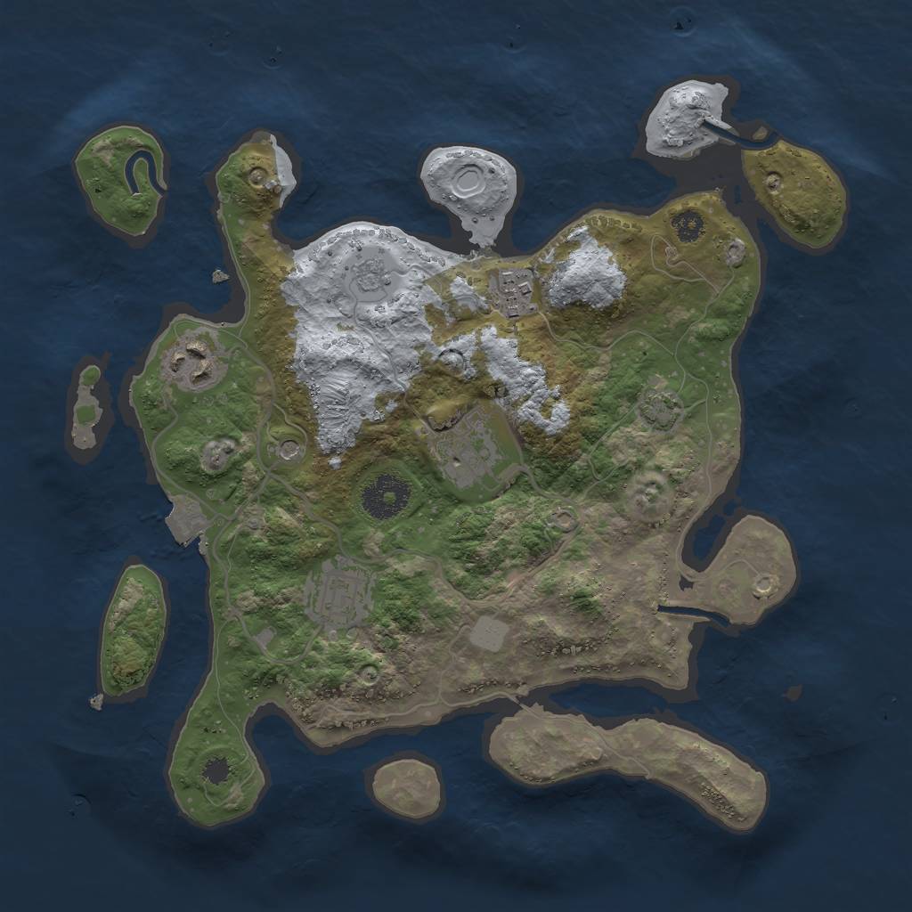 Rust Map: Procedural Map, Size: 3000, Seed: 910911530, 10 Monuments