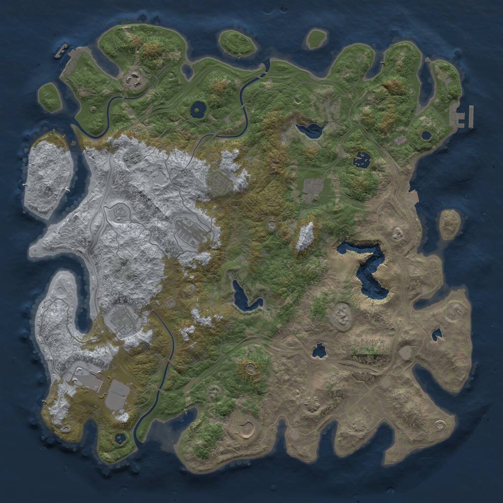 Rust Map: Procedural Map, Size: 4500, Seed: 1110814643, 15 Monuments