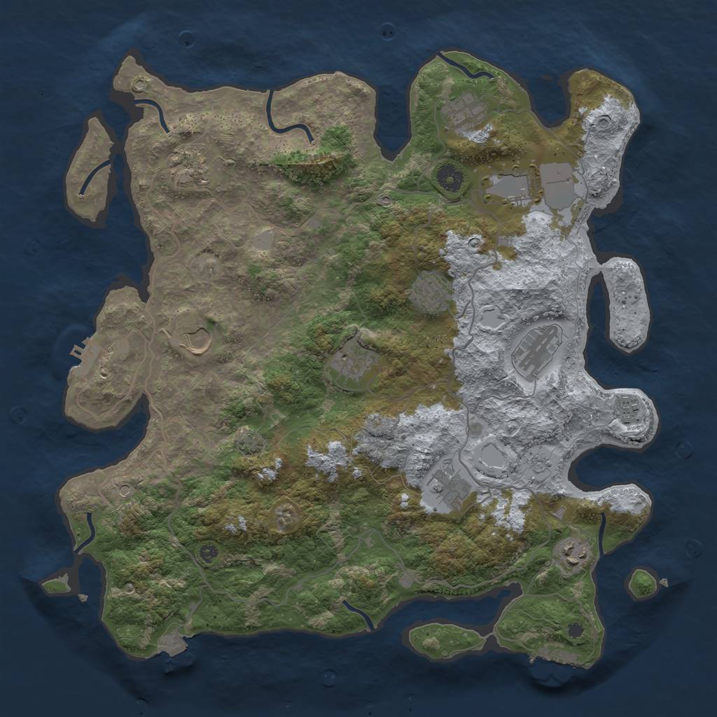 Rust Map: Procedural Map, Size: 4000, Seed: 792339755, 18 Monuments