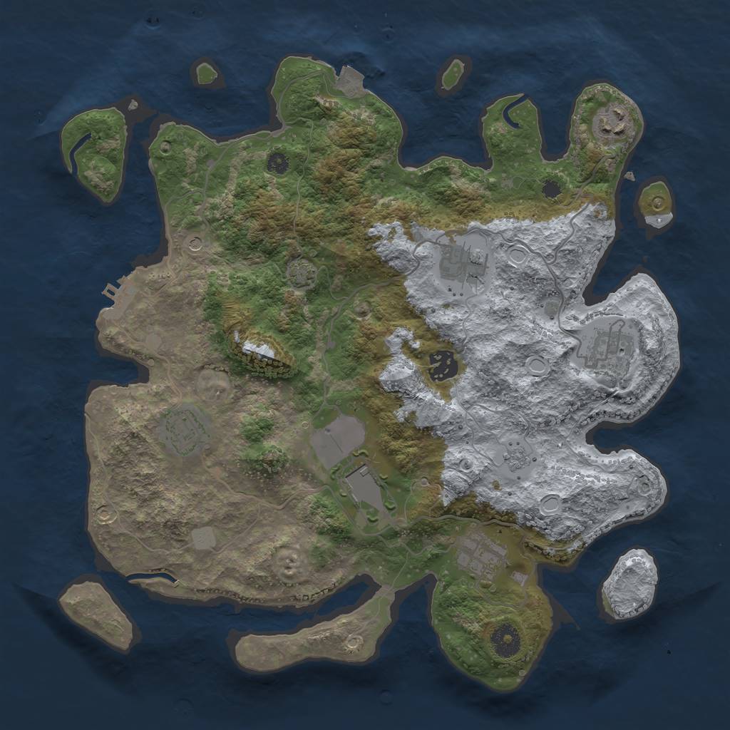 Rust Map: Procedural Map, Size: 3500, Seed: 249477438, 14 Monuments