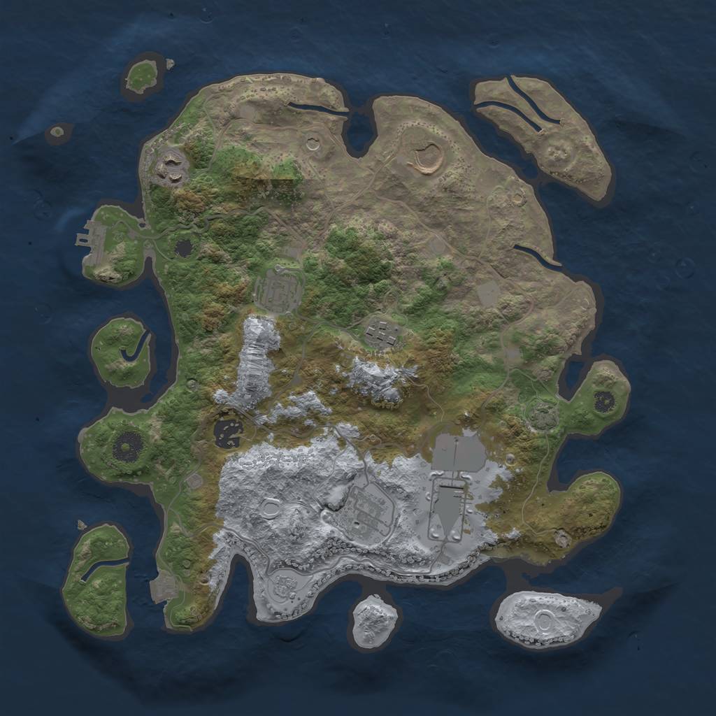Rust Map: Procedural Map, Size: 3500, Seed: 68698855, 14 Monuments