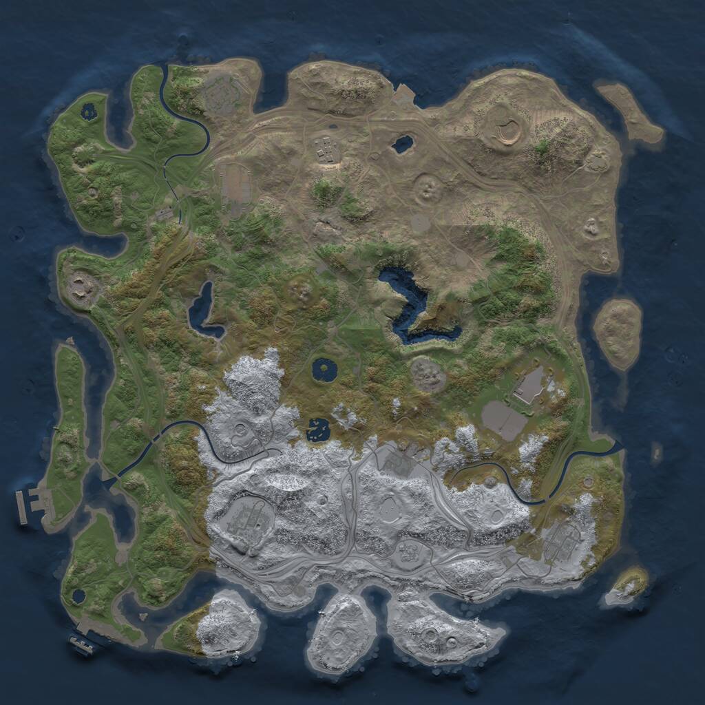 Rust Map: Procedural Map, Size: 4250, Seed: 643703310, 16 Monuments