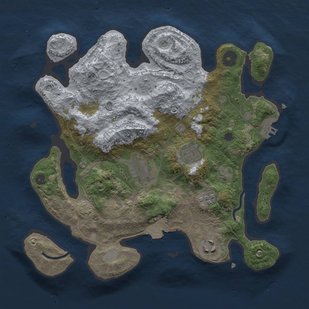 Rust Map: Procedural Map, Size: 3000, Seed: 24199, 11 Monuments