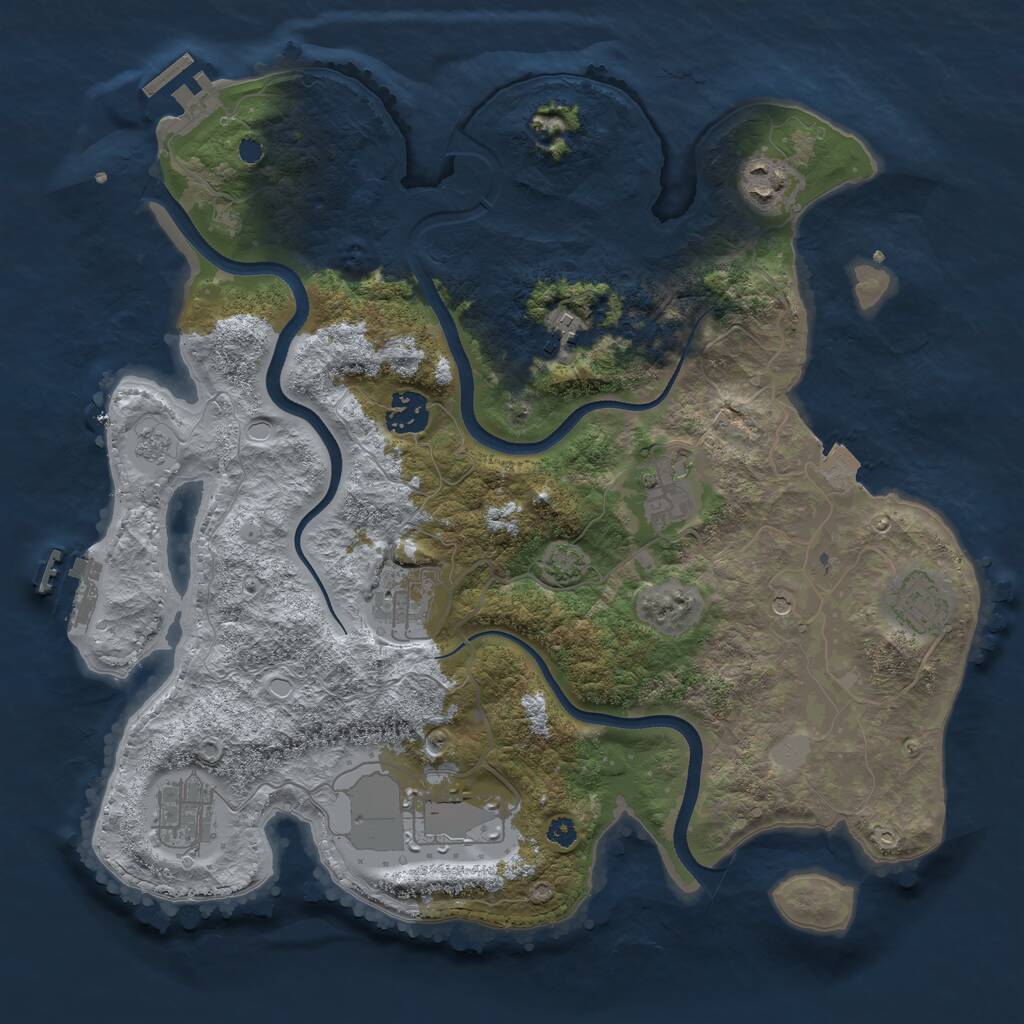 Rust Map: Procedural Map, Size: 3500, Seed: 527977943, 14 Monuments