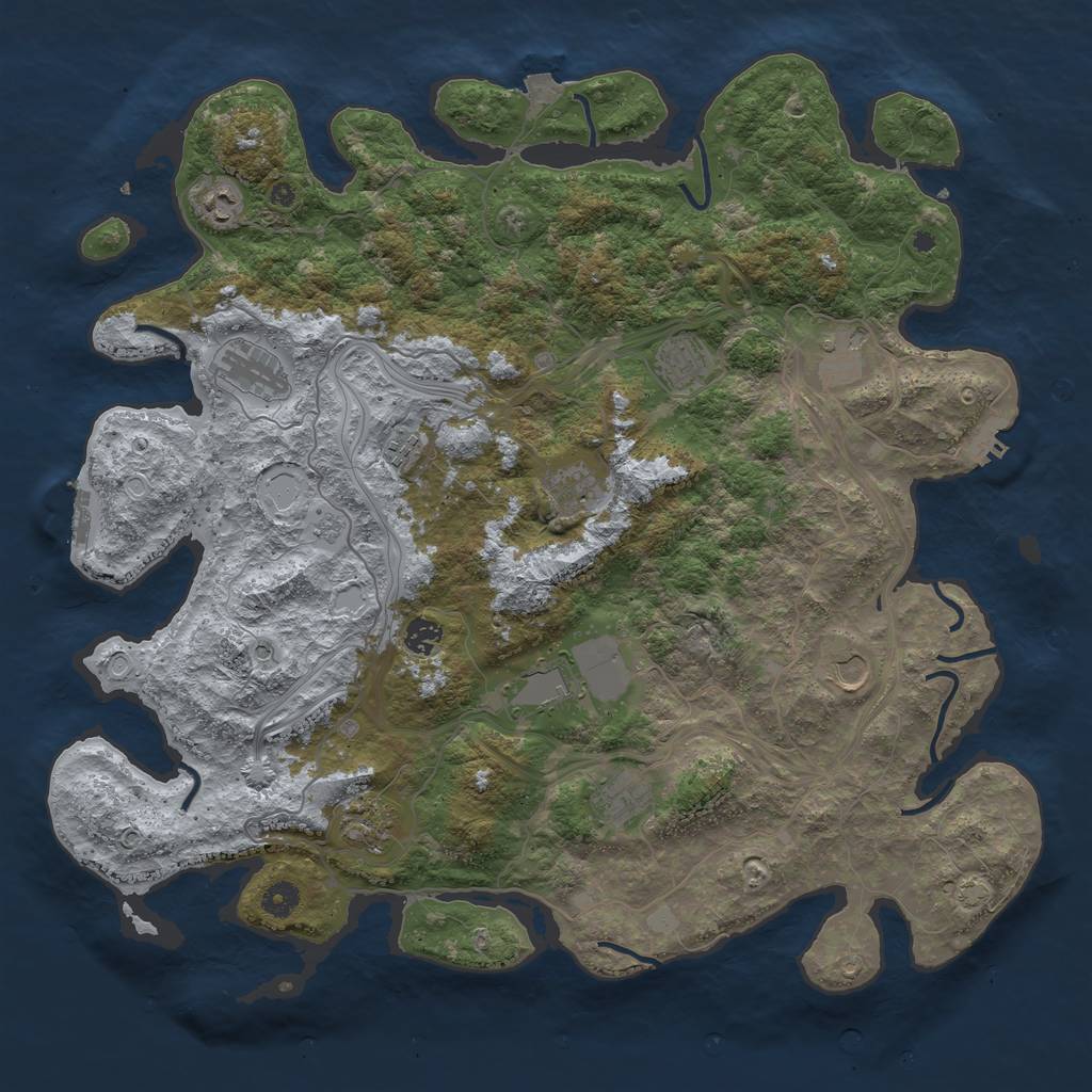 Rust Map: Procedural Map, Size: 4500, Seed: 291481345, 19 Monuments