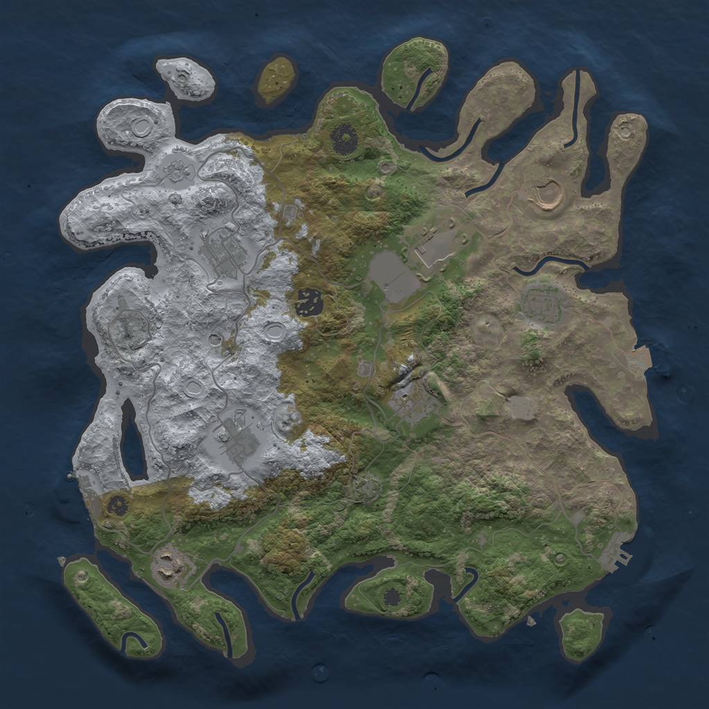 Rust Map: Procedural Map, Size: 3600, Seed: 88933186, 16 Monuments