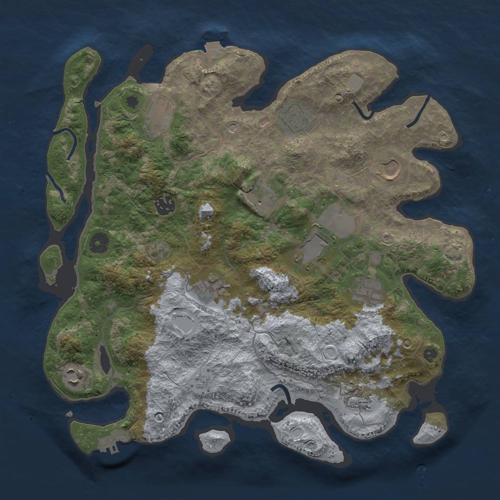 Rust Map: Procedural Map, Size: 3700, Seed: 1911895367, 17 Monuments