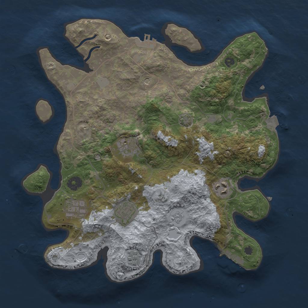 Rust Map: Procedural Map, Size: 3200, Seed: 518439833, 13 Monuments