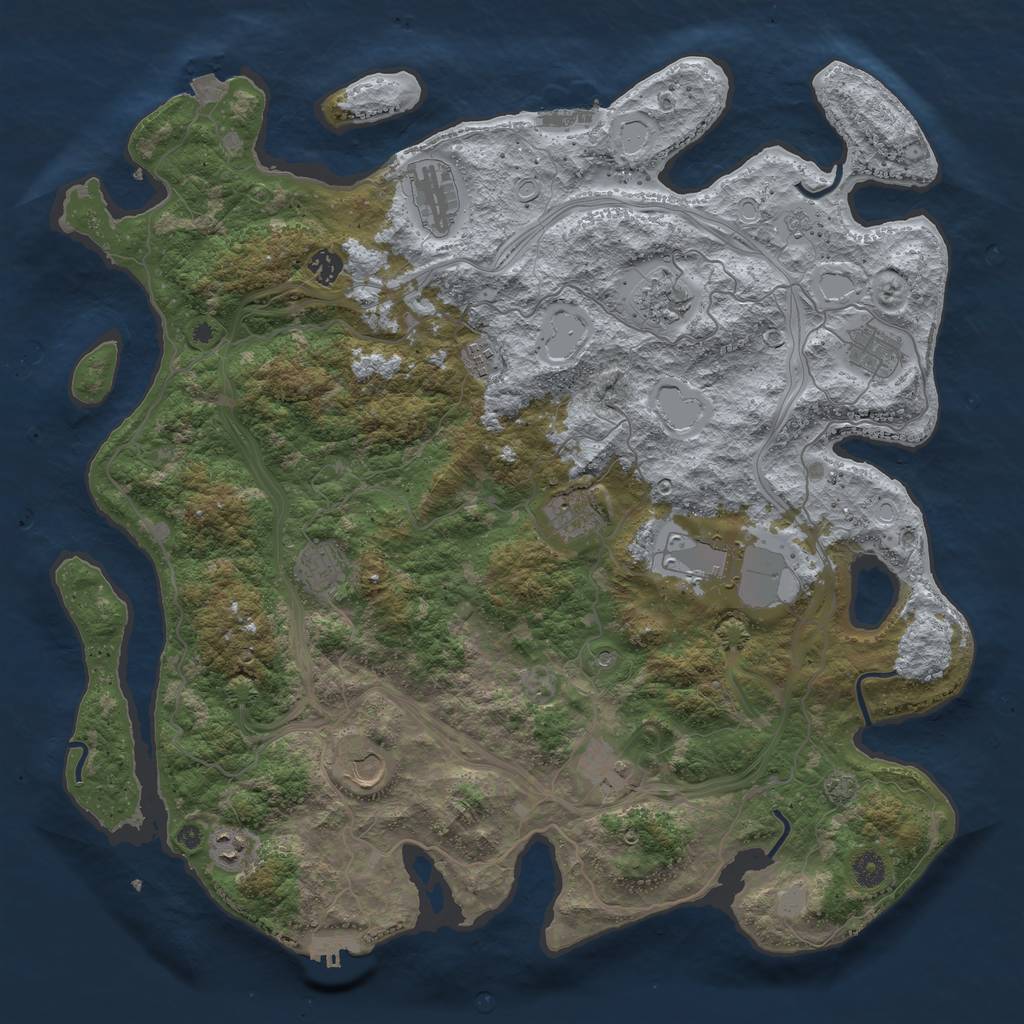 Rust Map: Procedural Map, Size: 4500, Seed: 1448509540, 19 Monuments