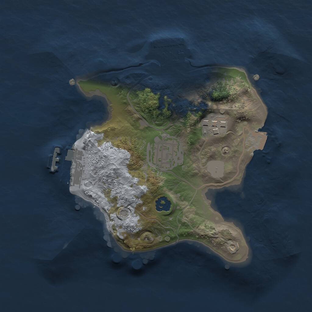 Rust Map: Procedural Map, Size: 2000, Seed: 671917567, 5 Monuments