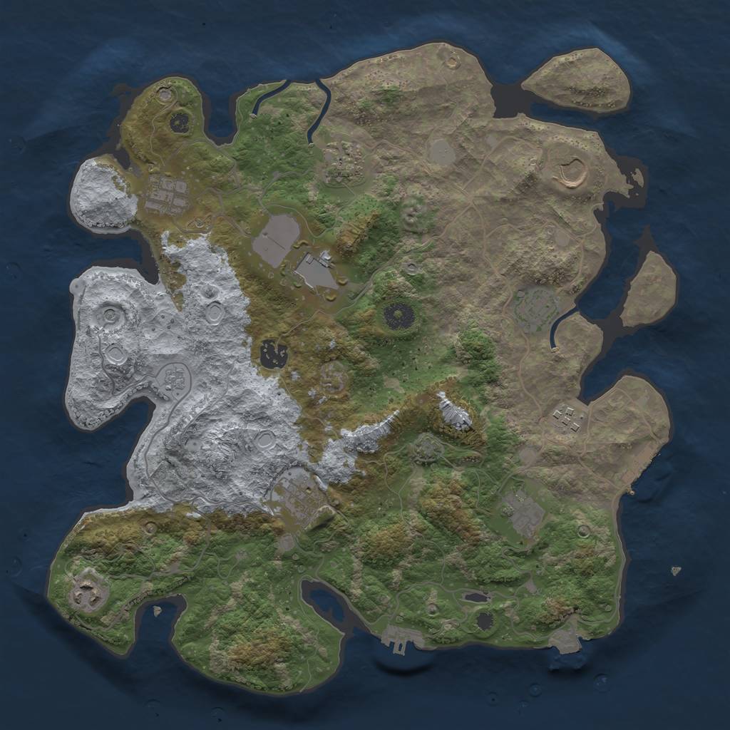 Rust Map: Procedural Map, Size: 3750, Seed: 249111155, 18 Monuments