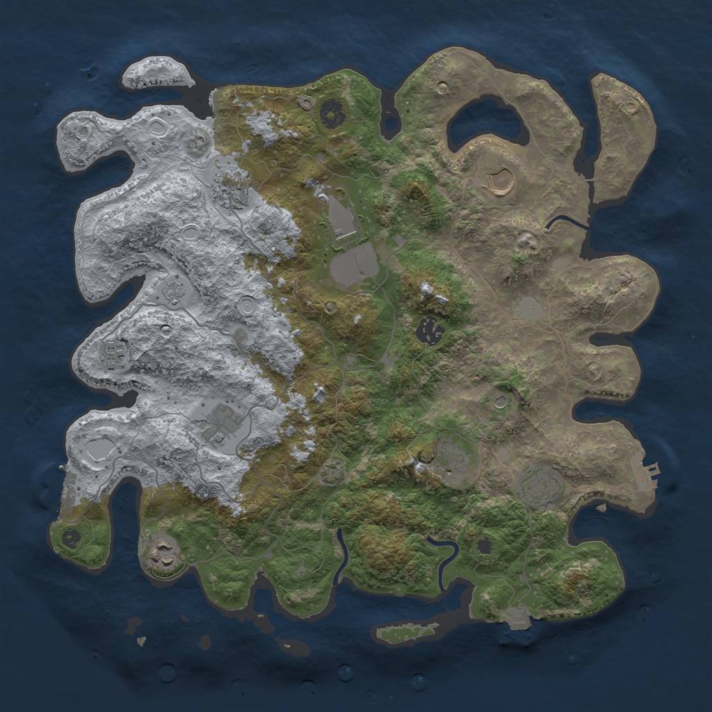 Rust Map: Procedural Map, Size: 3850, Seed: 276158700, 17 Monuments