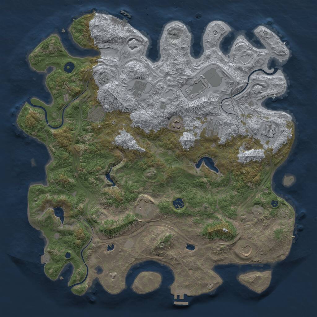 Rust Map: Procedural Map, Size: 4500, Seed: 3521464, 16 Monuments