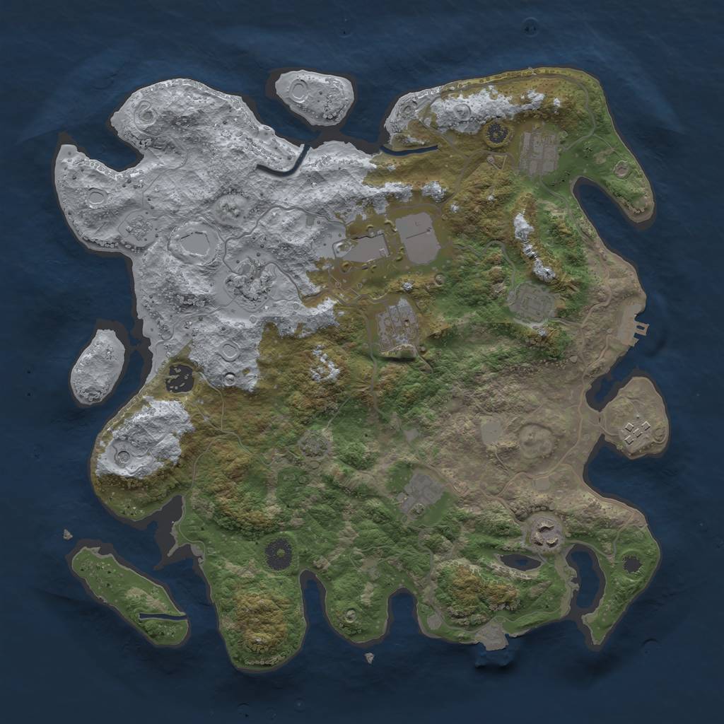 Rust Map: Procedural Map, Size: 3700, Seed: 292644, 16 Monuments