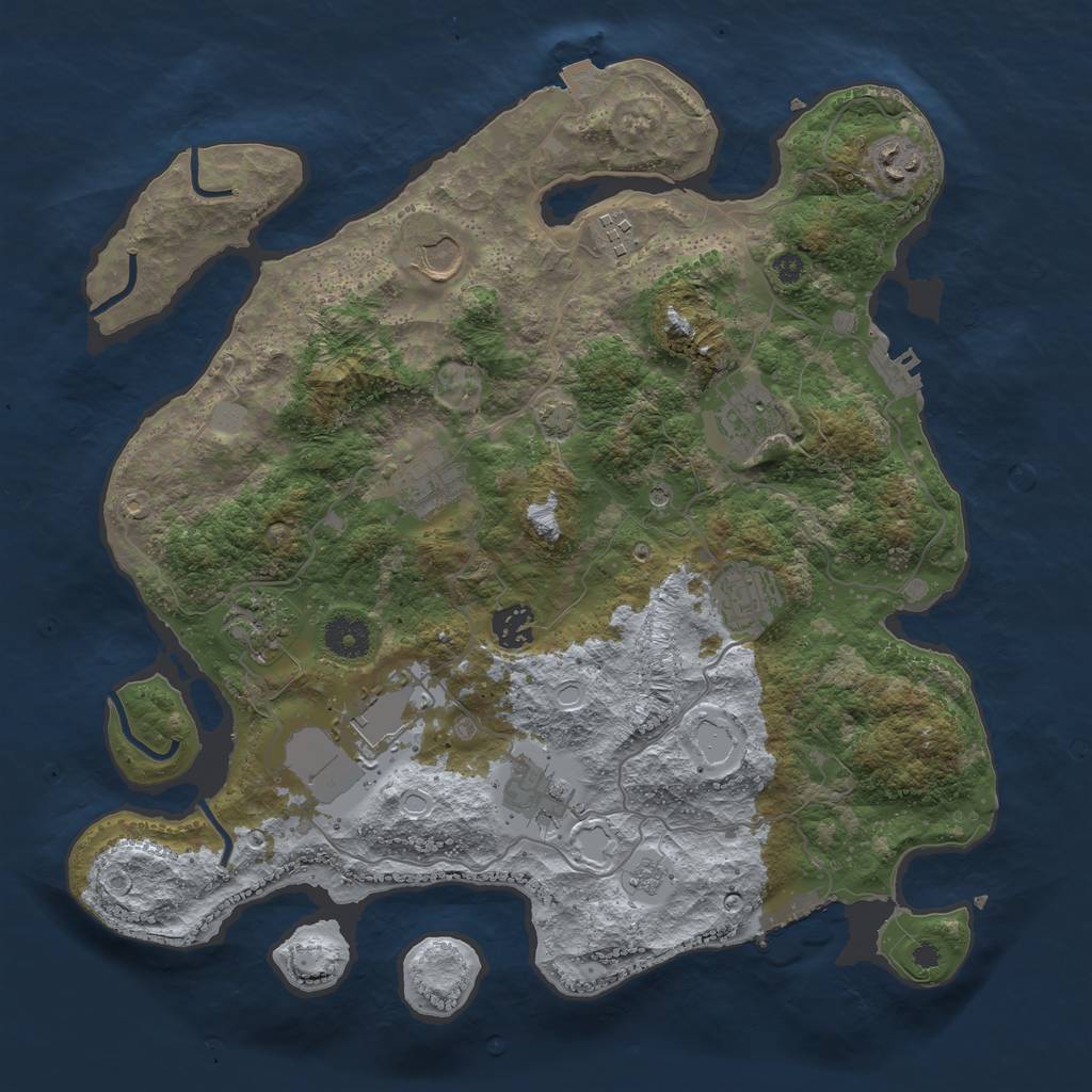 Rust Map: Procedural Map, Size: 3700, Seed: 461930, 18 Monuments