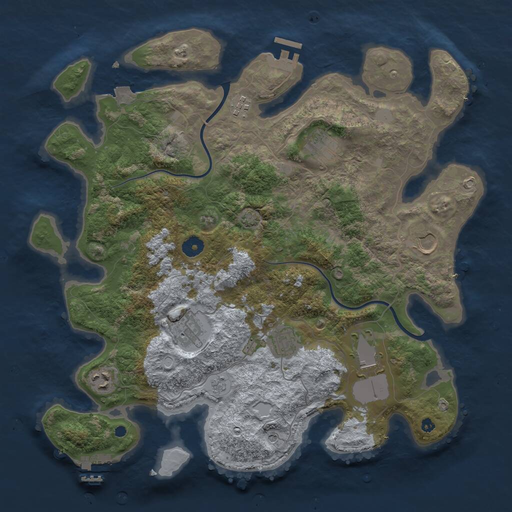 Rust Map: Procedural Map, Size: 3700, Seed: 710071, 13 Monuments
