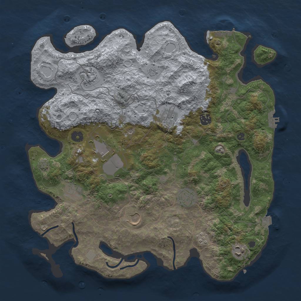 Rust Map: Procedural Map, Size: 3800, Seed: 1242260029, 17 Monuments