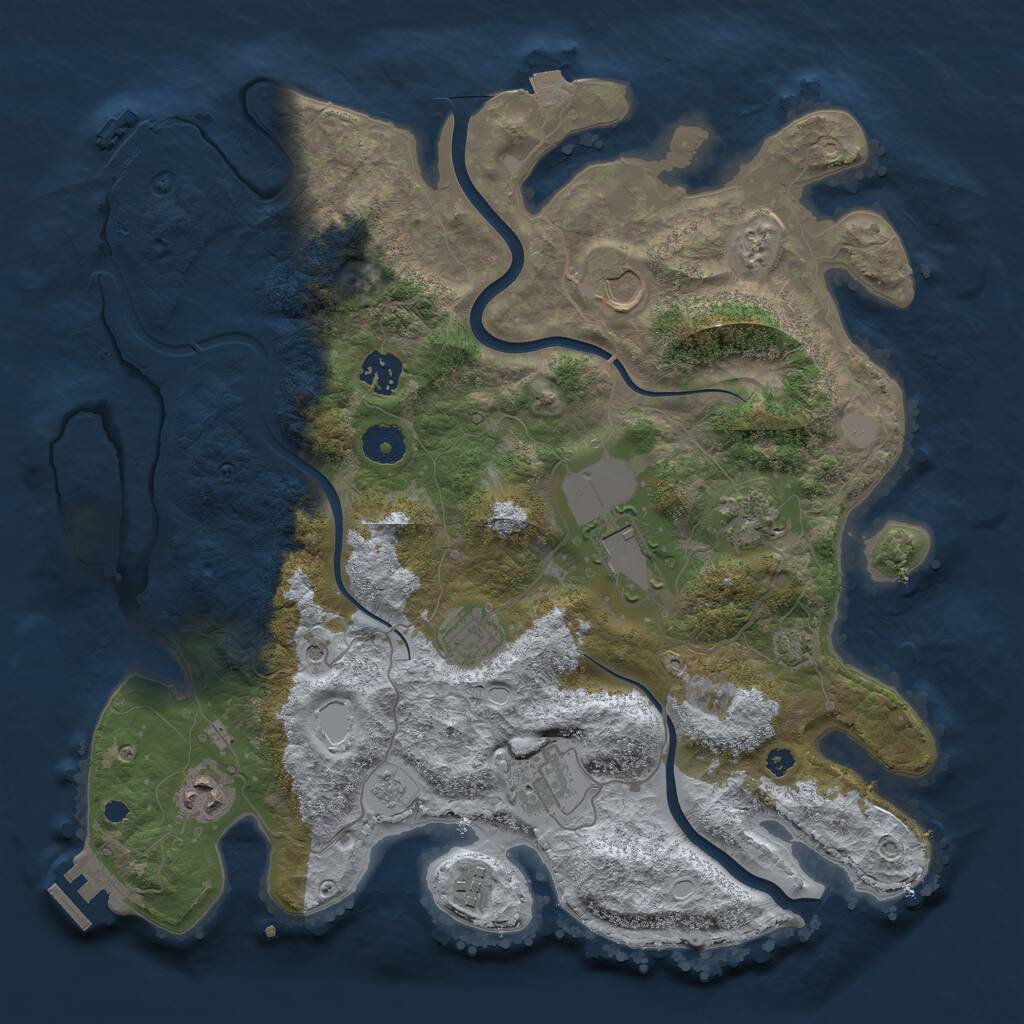 Rust Map: Procedural Map, Size: 3700, Seed: 908009, 14 Monuments