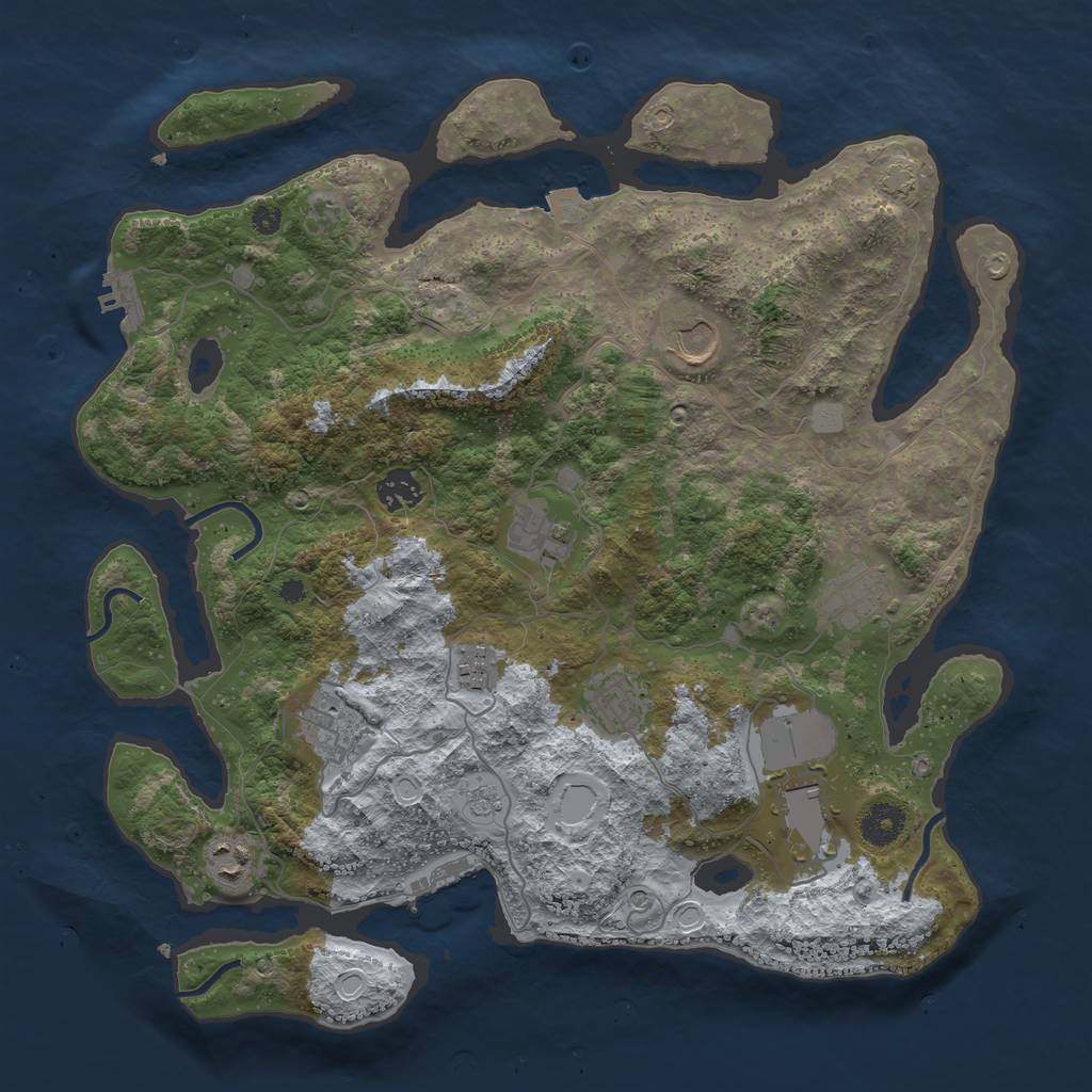 Rust Map: Procedural Map, Size: 3800, Seed: 623989743, 17 Monuments