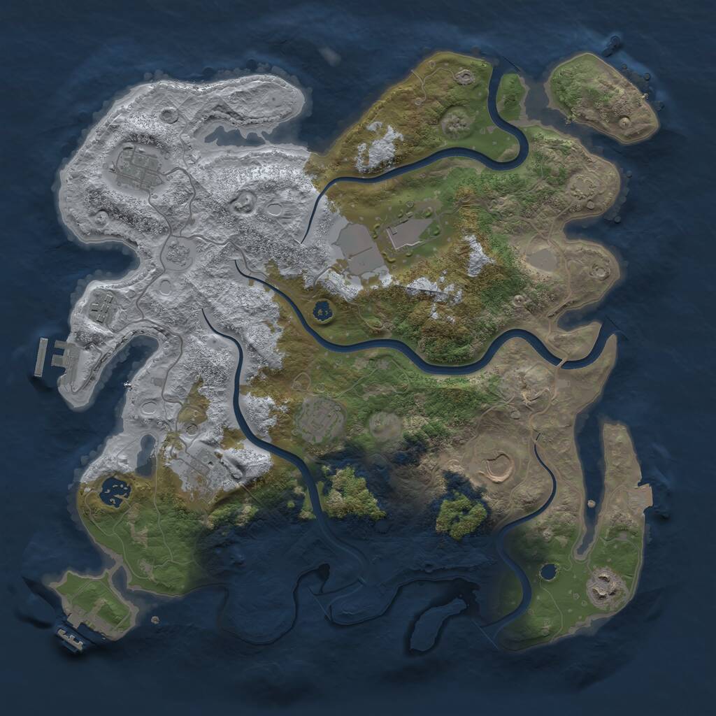 Rust Map: Procedural Map, Size: 3700, Seed: 704679, 14 Monuments