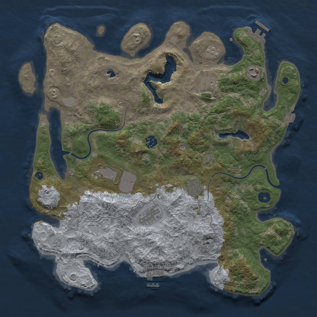 Rust Map: Procedural Map, Size: 4000, Seed: 690477486, 13 Monuments
