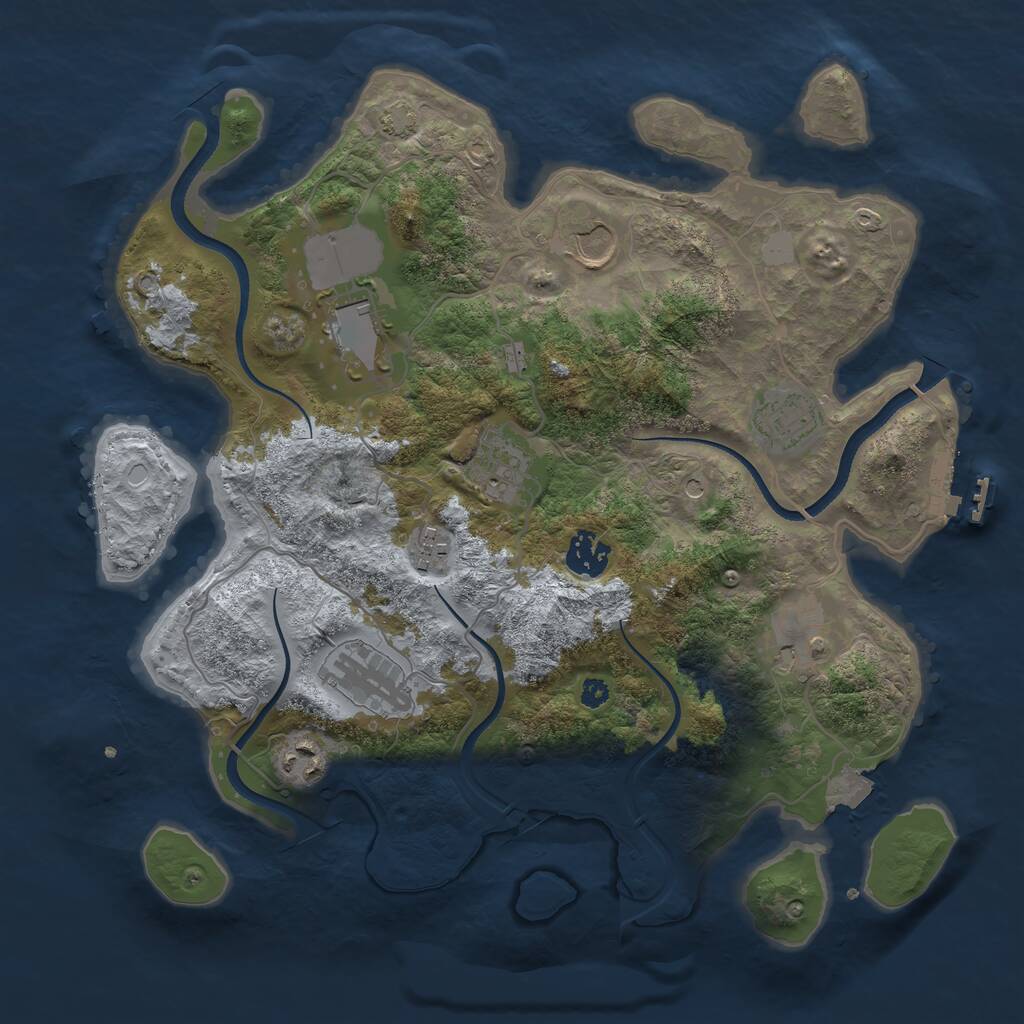 Rust Map: Procedural Map, Size: 3500, Seed: 406672044, 13 Monuments