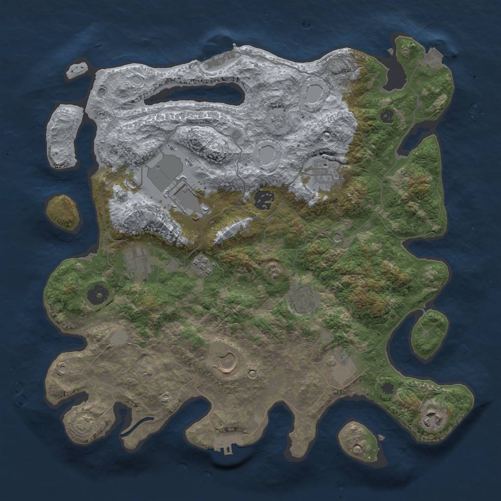 Rust Map: Procedural Map, Size: 3700, Seed: 356335, 17 Monuments