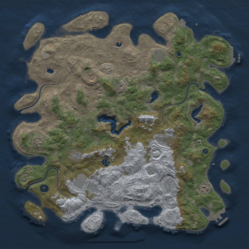 Rust Map: Procedural Map, Size: 4500, Seed: 1031213568, 16 Monuments