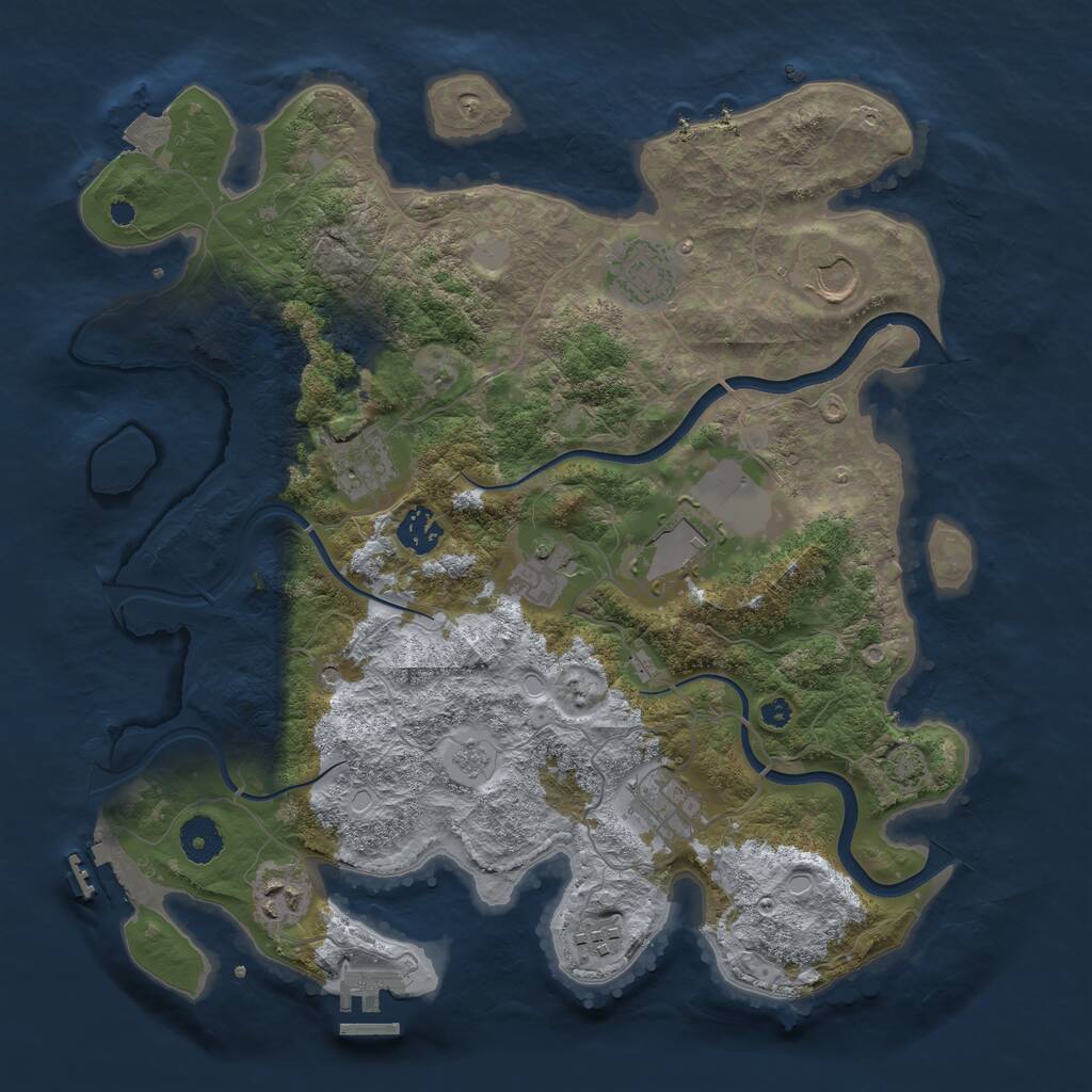 Rust Map: Procedural Map, Size: 3700, Seed: 707455, 15 Monuments