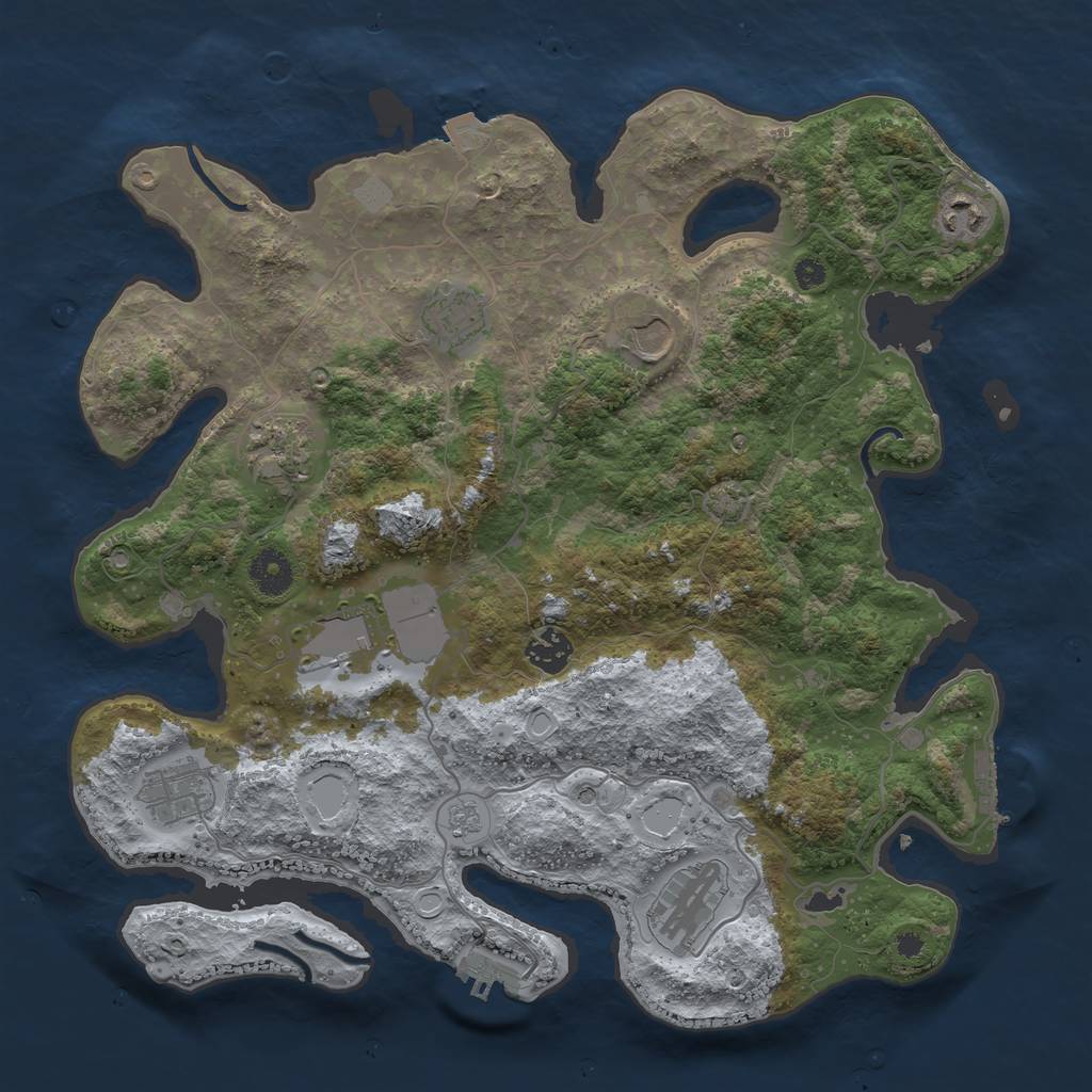 Rust Map: Procedural Map, Size: 3700, Seed: 747193, 16 Monuments