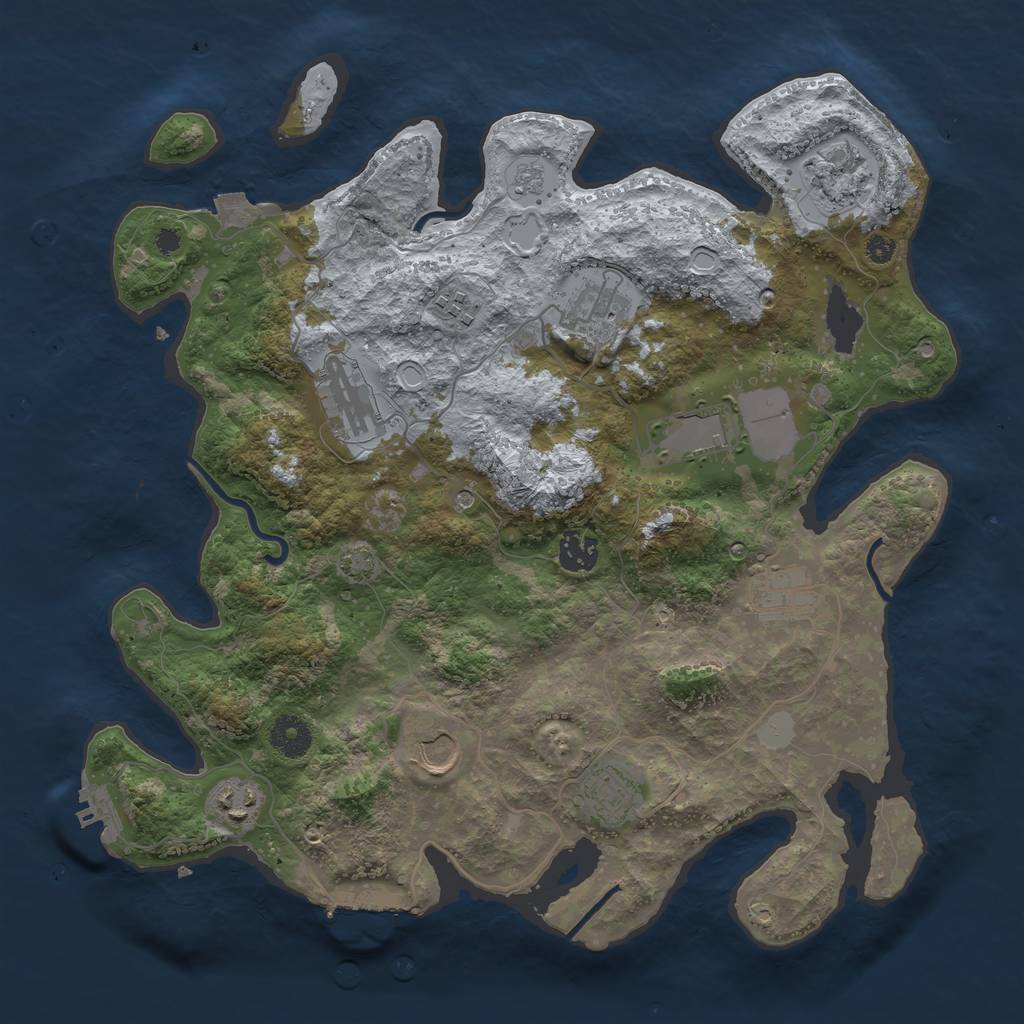 Rust Map: Procedural Map, Size: 3700, Seed: 319536, 18 Monuments