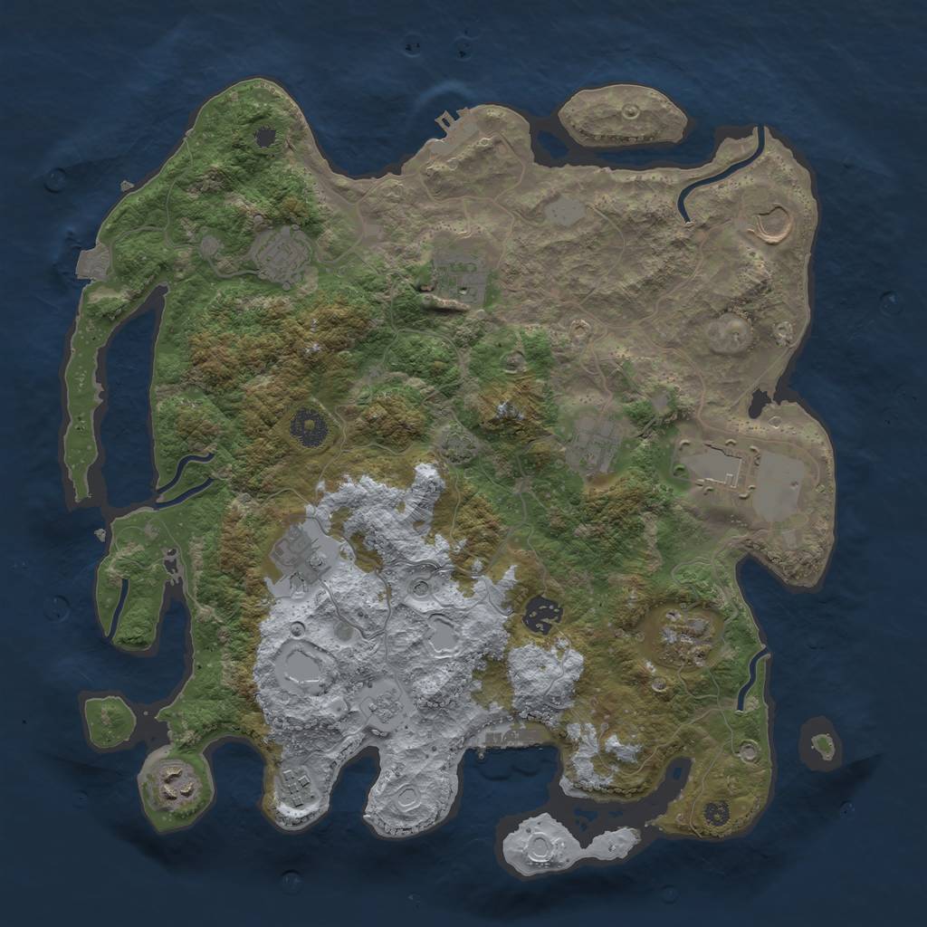Rust Map: Procedural Map, Size: 3700, Seed: 332122, 18 Monuments