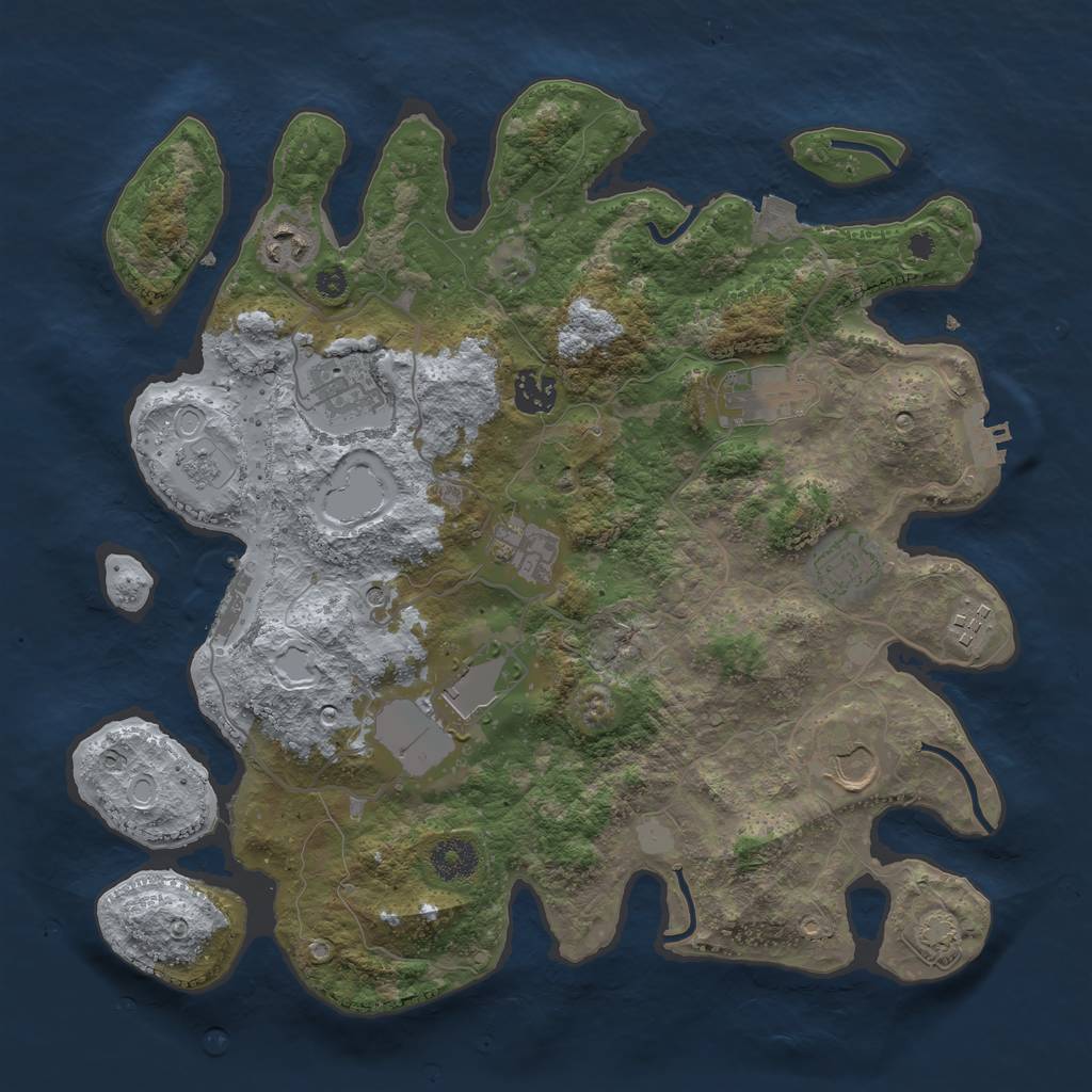 Rust Map: Procedural Map, Size: 3630, Seed: 12345, 17 Monuments