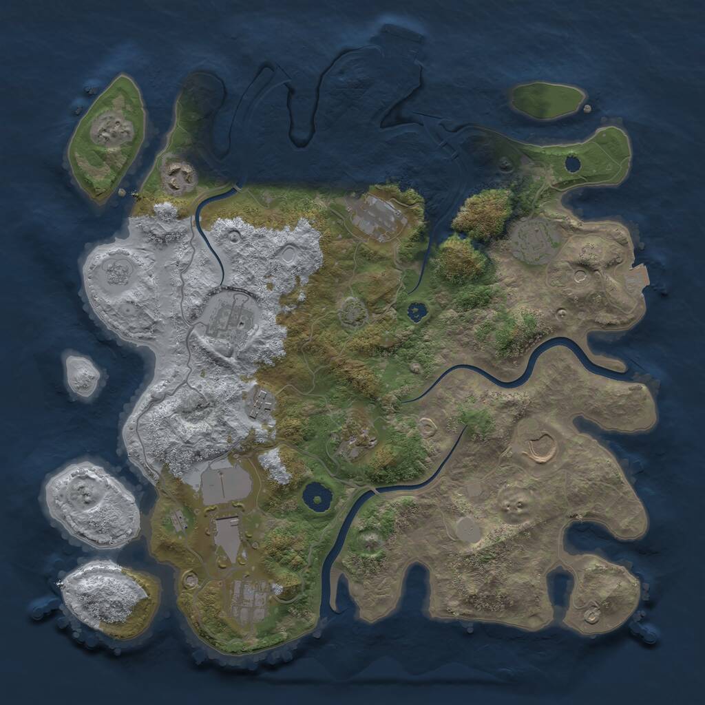 Rust Map: Procedural Map, Size: 3630, Seed: 12345, 14 Monuments