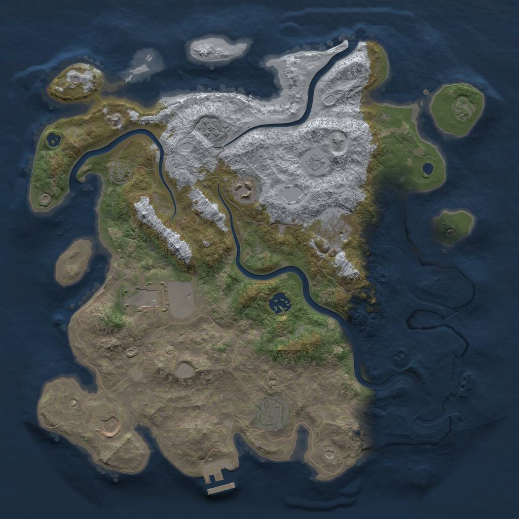 Rust Map: Procedural Map, Size: 3750, Seed: 1496896459, 13 Monuments
