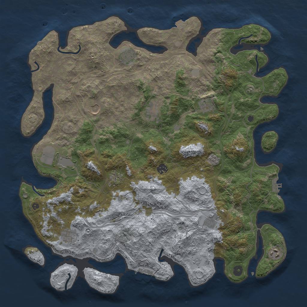 Rust Map: Procedural Map, Size: 4500, Seed: 38747268, 19 Monuments