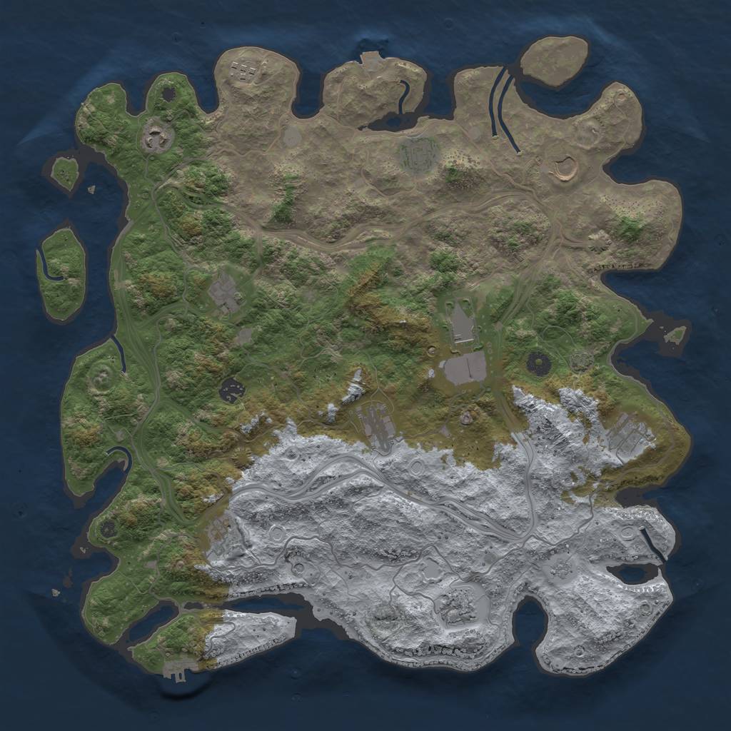 Rust Map: Procedural Map, Size: 4500, Seed: 83755283, 18 Monuments