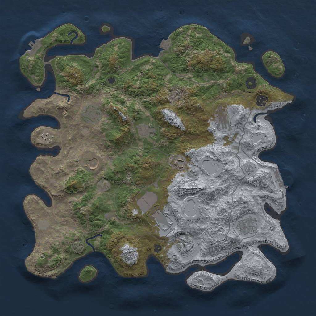 Rust Map: Procedural Map, Size: 4000, Seed: 692230772, 18 Monuments
