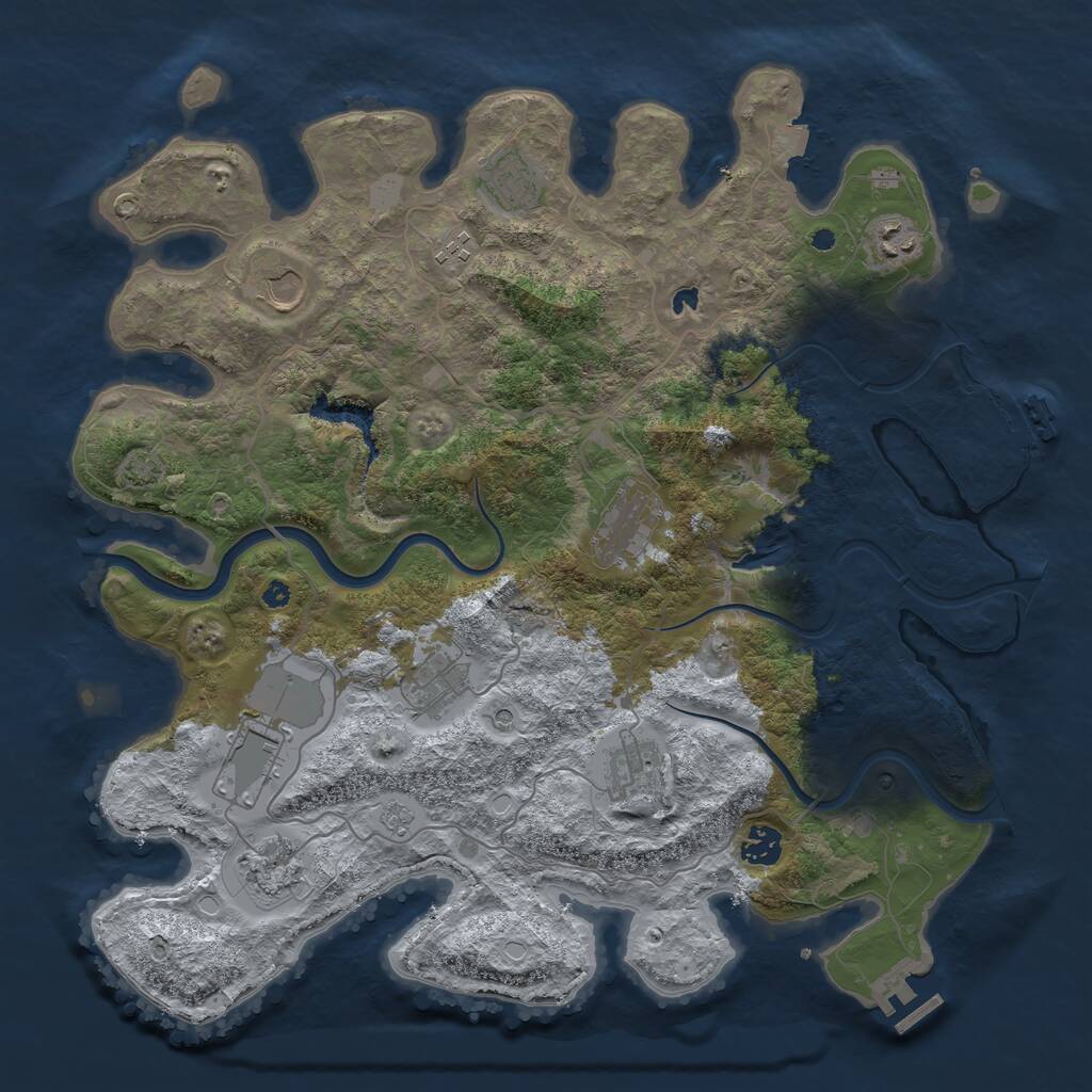 Rust Map: Procedural Map, Size: 4000, Seed: 1124653507, 16 Monuments
