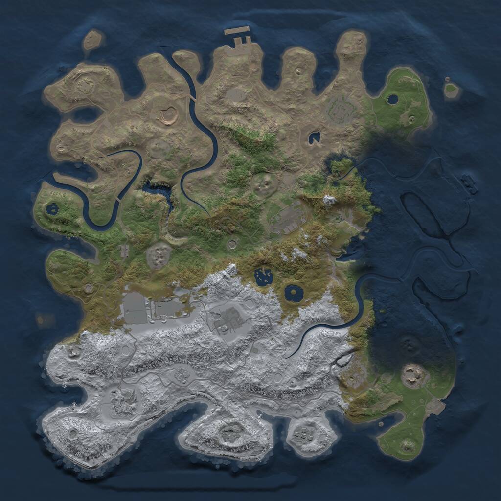 Rust Map: Procedural Map, Size: 4000, Seed: 1124653507, 16 Monuments
