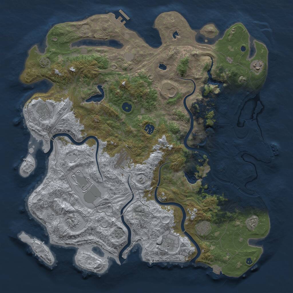 Rust Map: Procedural Map, Size: 4500, Seed: 952184508, 16 Monuments