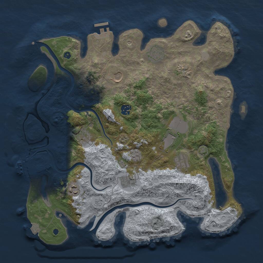 Rust Map: Procedural Map, Size: 3750, Seed: 1894110347, 16 Monuments