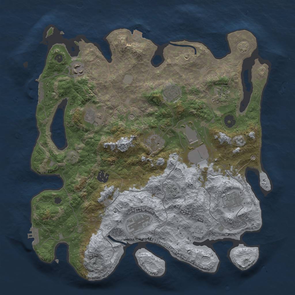 Rust Map: Procedural Map, Size: 3700, Seed: 9097378, 18 Monuments