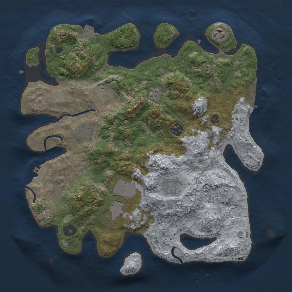 Rust Map: Procedural Map, Size: 3500, Seed: 1261054475, 15 Monuments