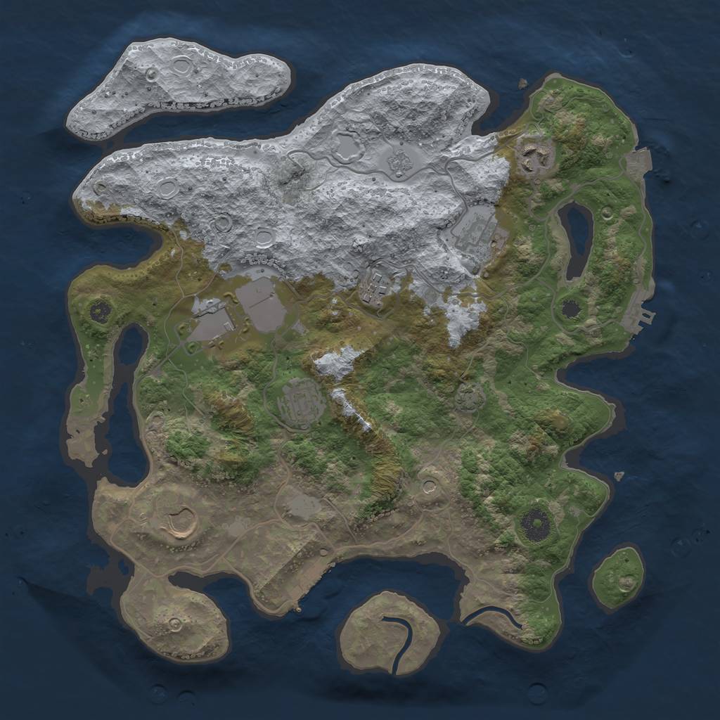 Rust Map: Procedural Map, Size: 3500, Seed: 83238101, 14 Monuments