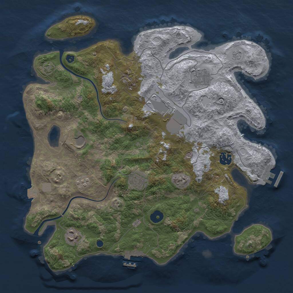 Rust Map: Procedural Map, Size: 3500, Seed: 1518725902, 14 Monuments