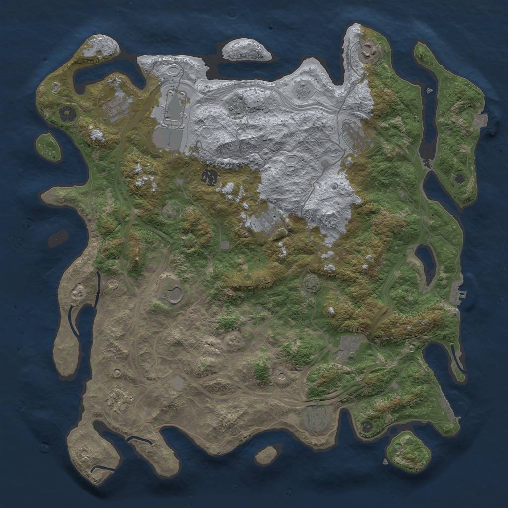 Rust Map: Procedural Map, Size: 4500, Seed: 344321, 19 Monuments